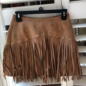 H&M tan fringe skirt